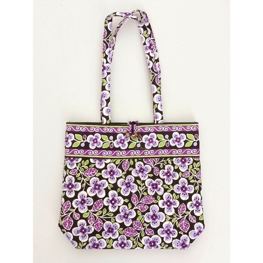 NEW Vera Bradley Lg Tote Plum Petals Print 15X4X13